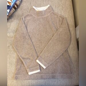 L.L. Bean Cream and Tan Fleece Pullover